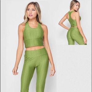 Racerback Honeycomb Sports Bra Active Set